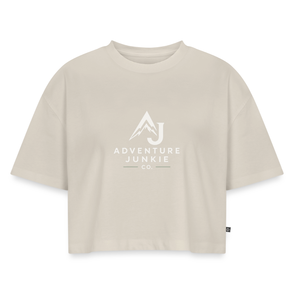Women’s Premium Oversized Organic Cropped T-Shirt - beige