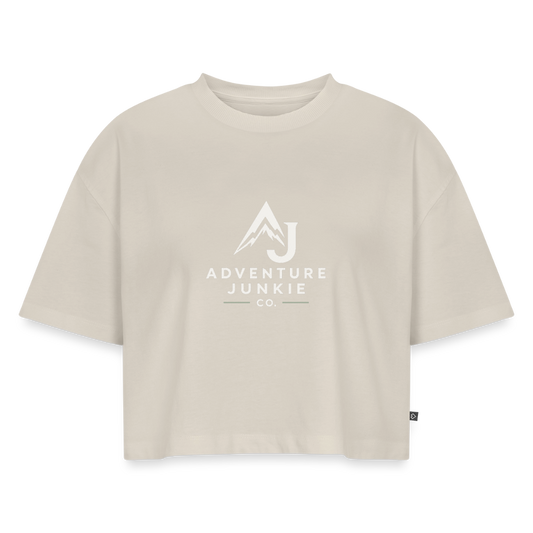 Women’s Premium Oversized Organic Cropped T-Shirt - beige