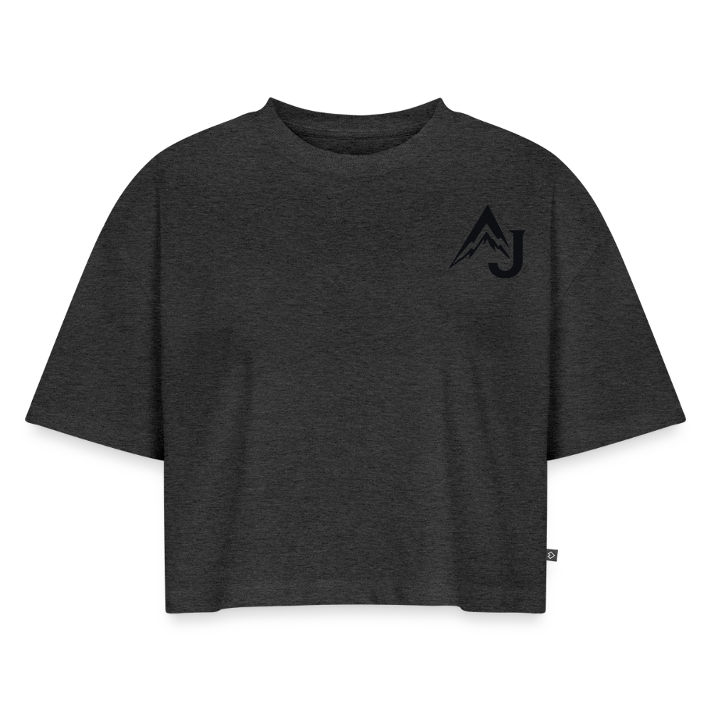 Women’s Premium Oversized Organic Cropped T-Shirt - heather anthracite