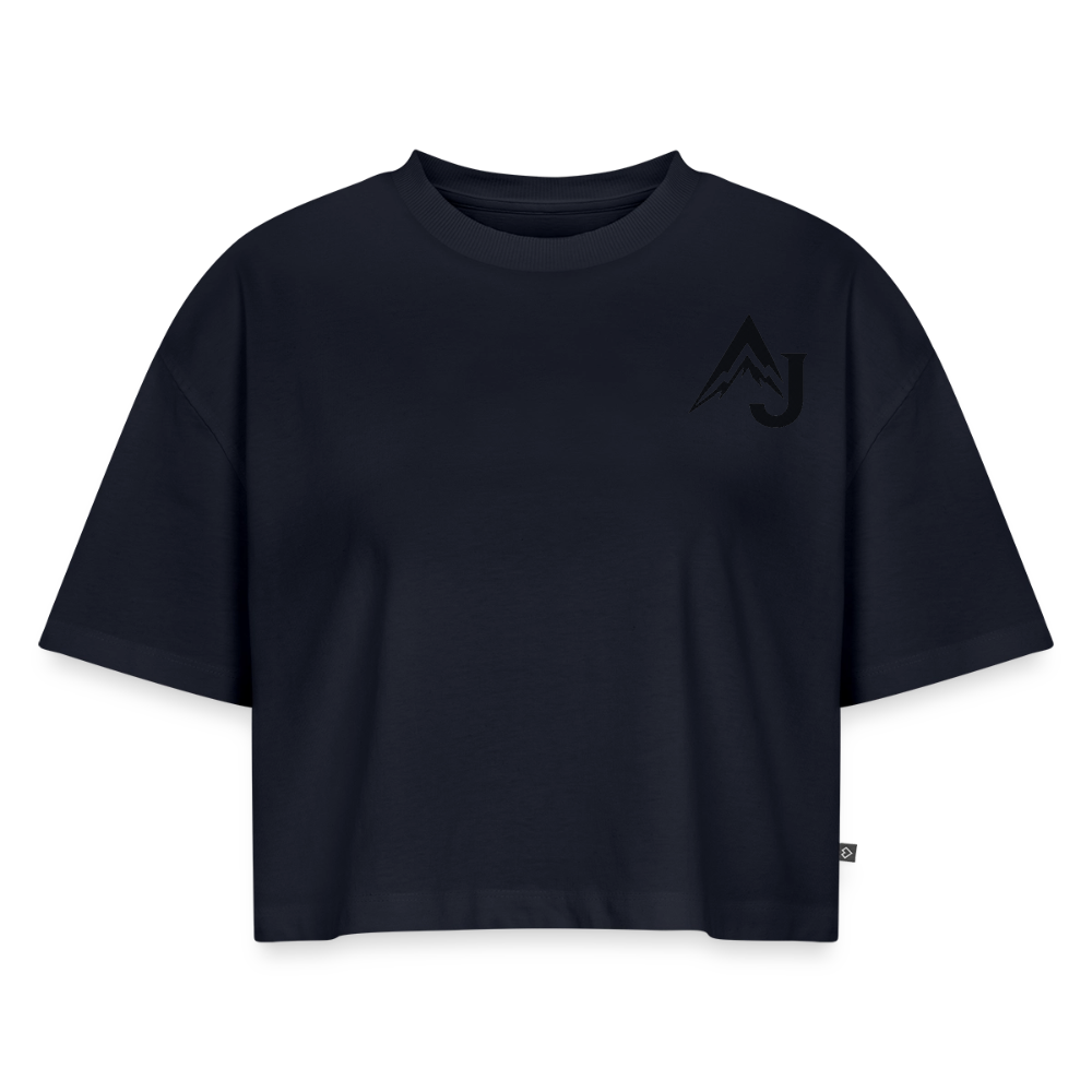 Women’s Premium Oversized Organic Cropped T-Shirt - navy