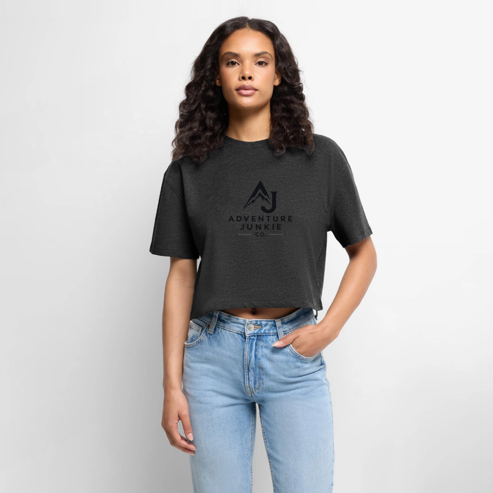 Women’s Premium Oversized Organic Cropped T-Shirt - heather anthracite