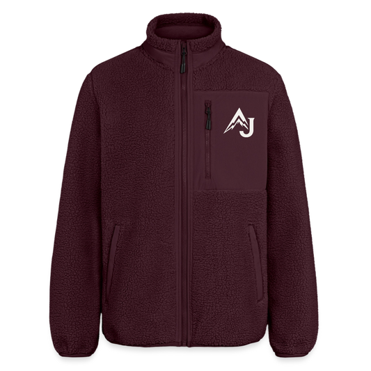 Relaxed Fit Unisex Sherpa Jacket - maroon