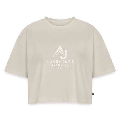 Women’s Premium Oversized Organic Cropped T-Shirt - beige