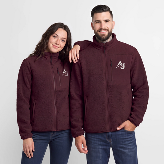 Relaxed Fit Unisex Sherpa Jacket - maroon