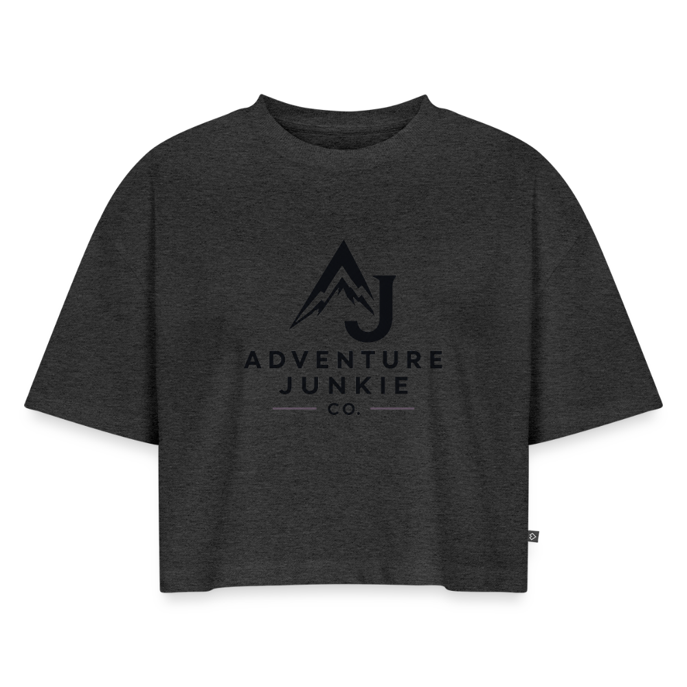 Women’s Premium Oversized Organic Cropped T-Shirt - heather anthracite