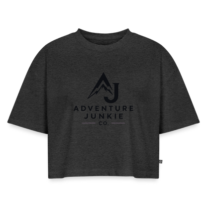 Women’s Premium Oversized Organic Cropped T-Shirt - heather anthracite