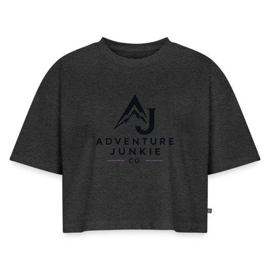 Women’s Premium Oversized Organic Cropped T-Shirt - heather anthracite