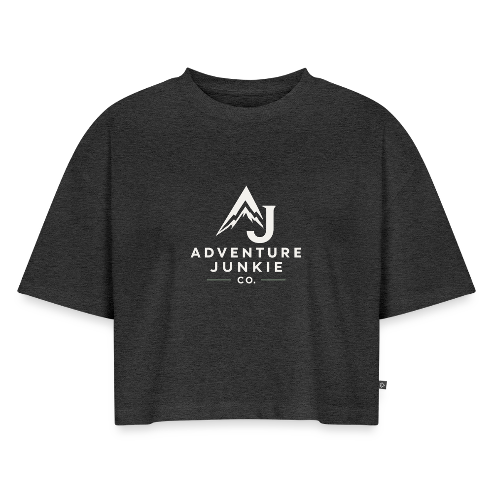 Women’s Premium Oversized Organic Cropped T-Shirt - heather anthracite