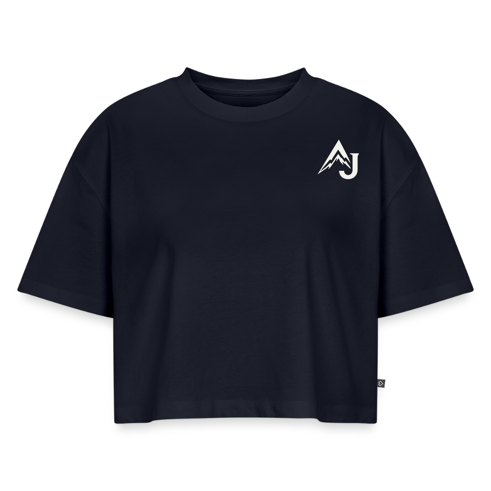 Women’s Premium Oversized Organic Cropped T-Shirt - navy