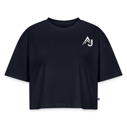 Women’s Premium Oversized Organic Cropped T-Shirt - navy