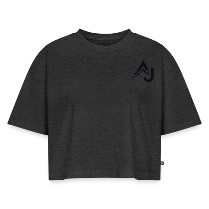 Women’s Premium Oversized Organic Cropped T-Shirt - heather anthracite