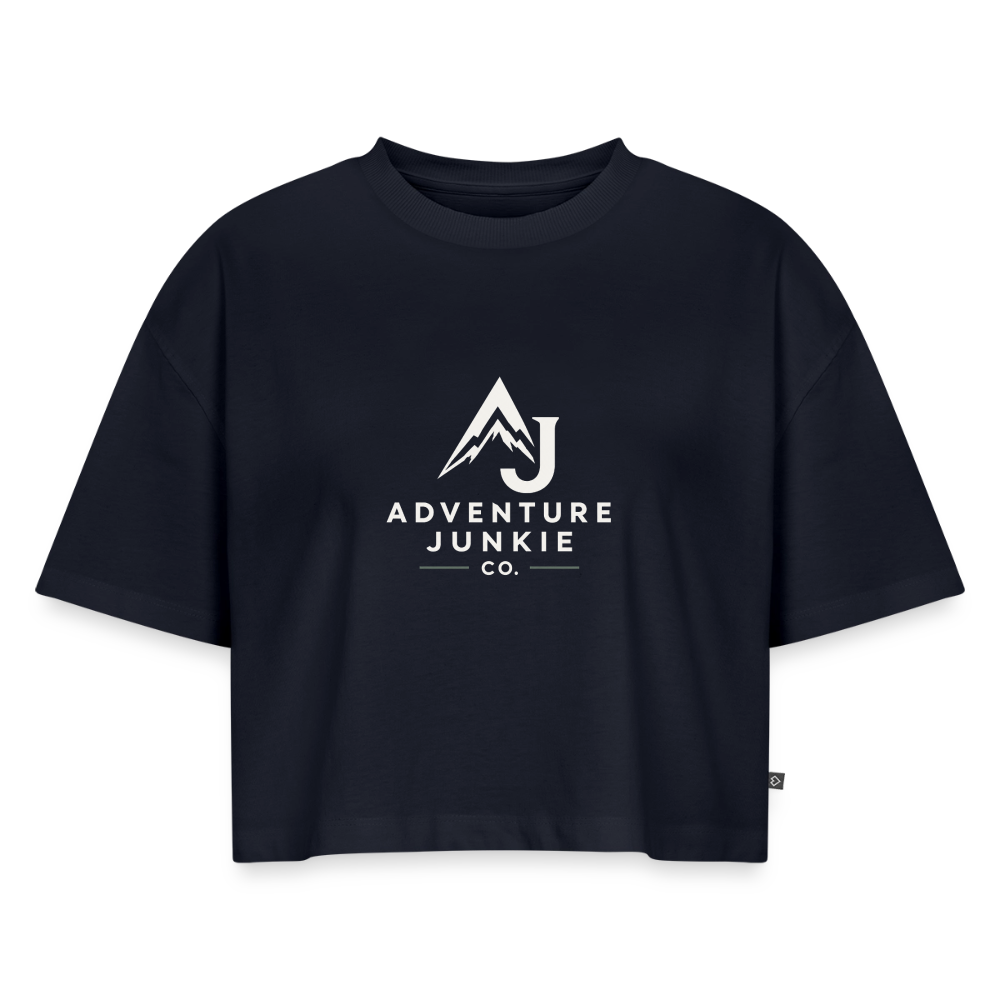 Women’s Premium Oversized Organic Cropped T-Shirt - navy