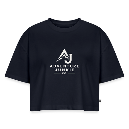 Women’s Premium Oversized Organic Cropped T-Shirt - navy