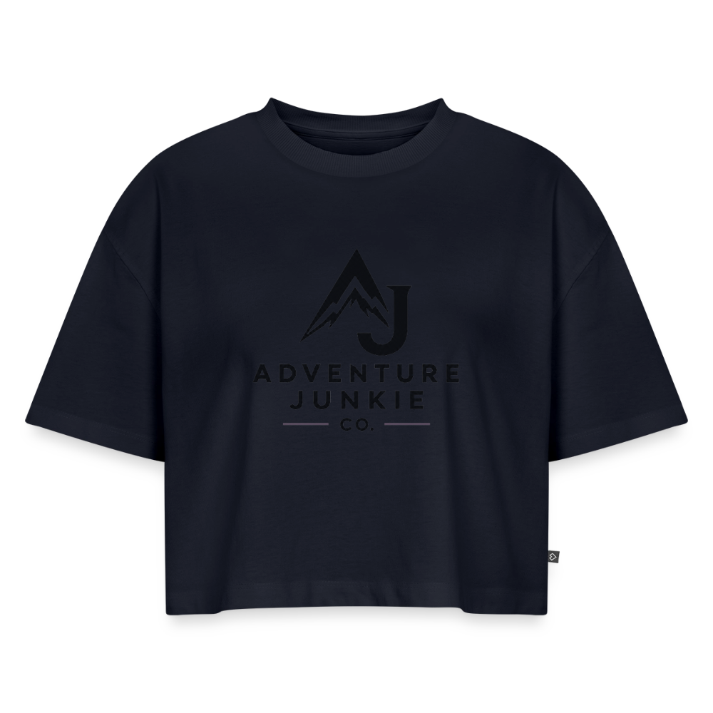 Women’s Premium Oversized Organic Cropped T-Shirt - navy