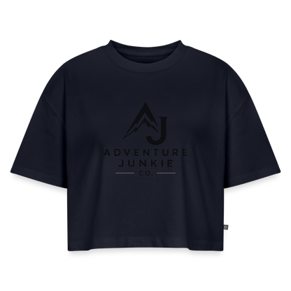 Women’s Premium Oversized Organic Cropped T-Shirt - navy