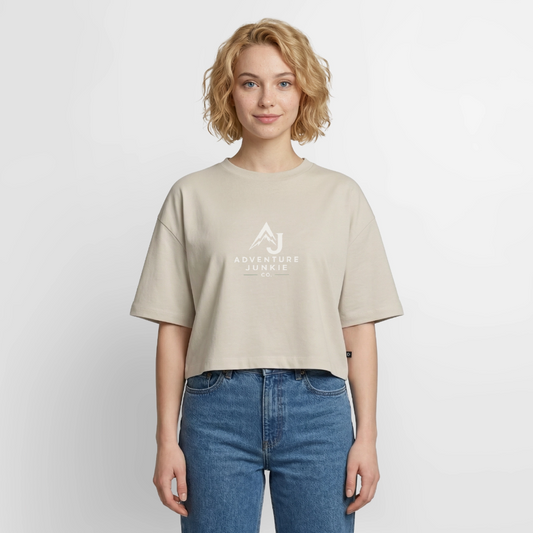 Women’s Premium Oversized Organic Cropped T-Shirt - beige