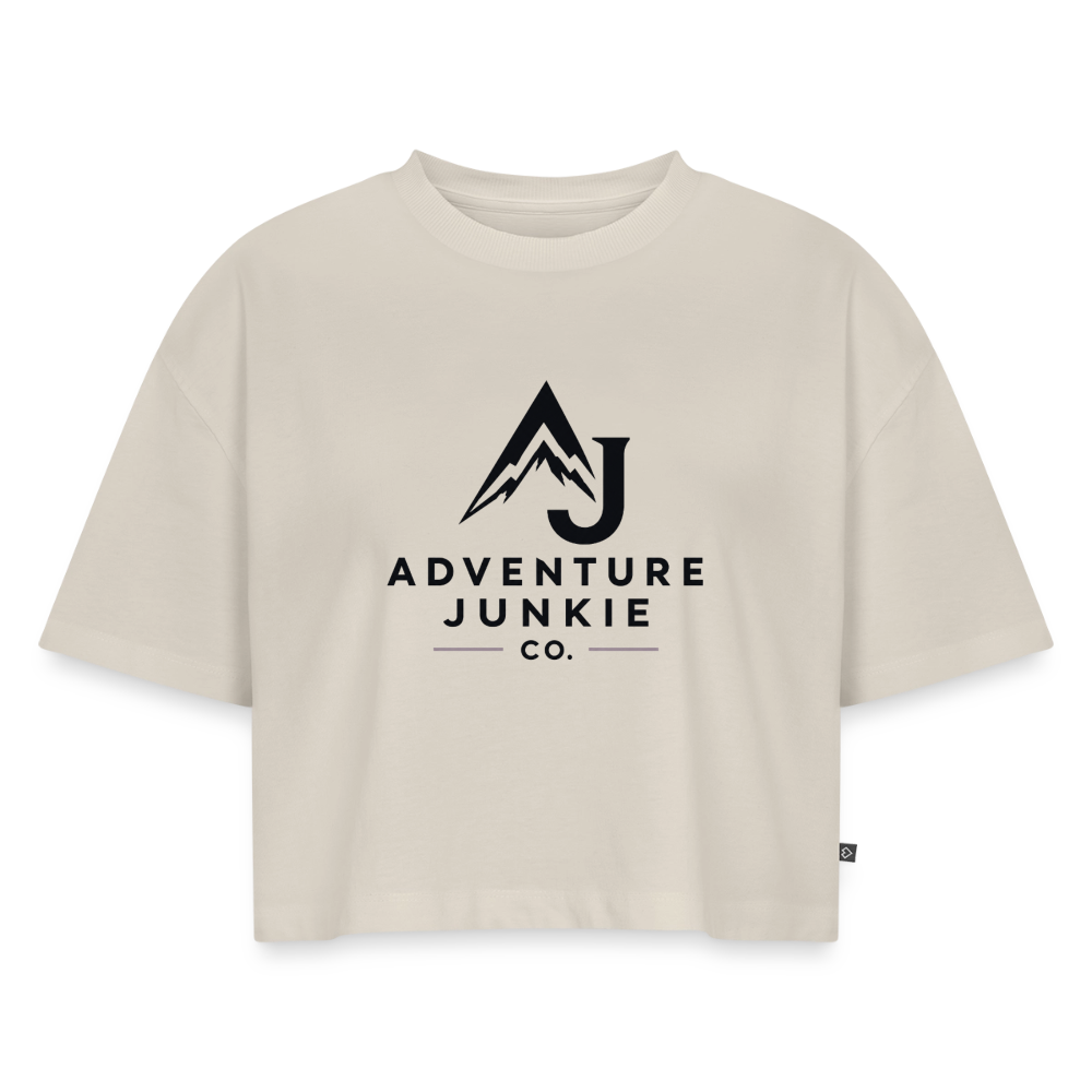 Women’s Premium Oversized Organic Cropped T-Shirt - beige