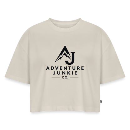 Women’s Premium Oversized Organic Cropped T-Shirt - beige