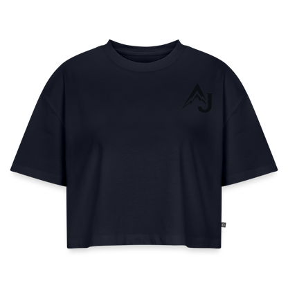 Women’s Premium Oversized Organic Cropped T-Shirt - navy