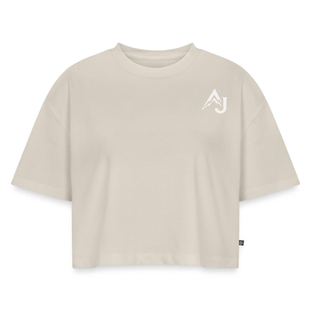 Women’s Premium Oversized Organic Cropped T-Shirt - beige
