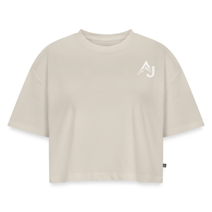 Women’s Premium Oversized Organic Cropped T-Shirt - beige