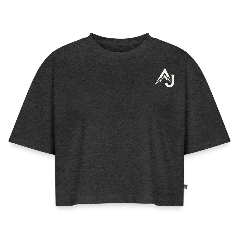 Women’s Premium Oversized Organic Cropped T-Shirt - heather anthracite