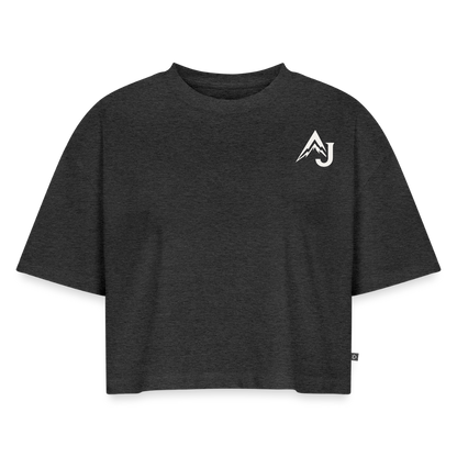 Women’s Premium Oversized Organic Cropped T-Shirt - heather anthracite