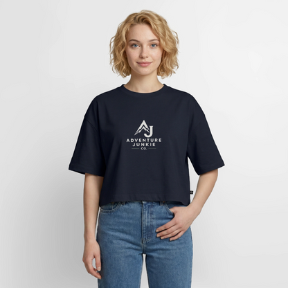 Women’s Premium Oversized Organic Cropped T-Shirt - navy