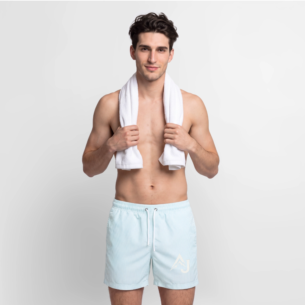 Men's Swim Trunks - light blue striped